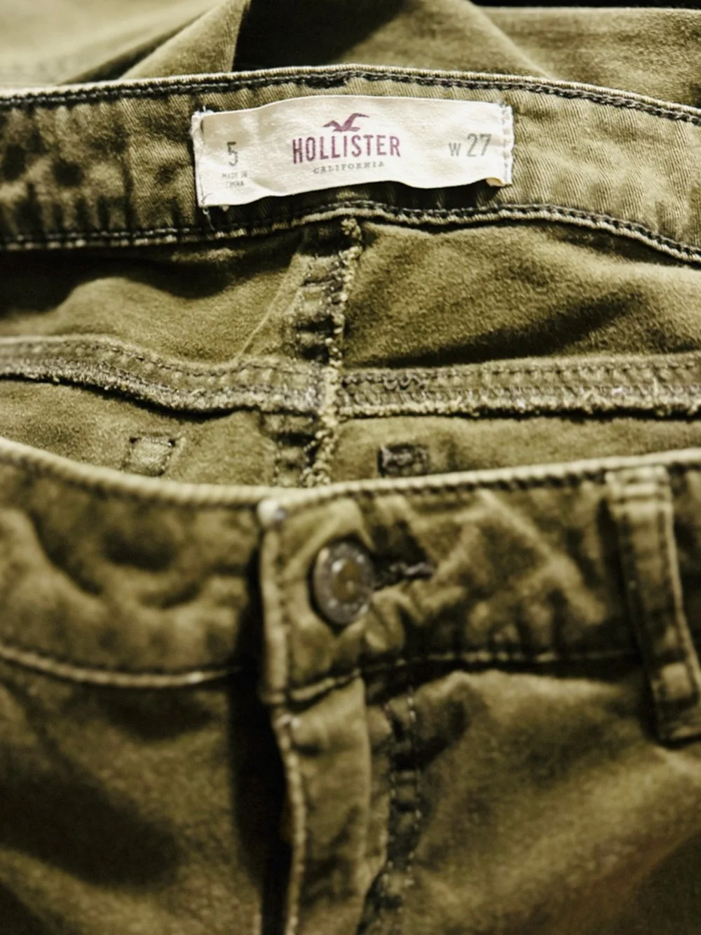 Hollister Olive Green Skinny Jeans Size 27 Mid Rise Y2K Stretch Denim - Picture 3 of 3